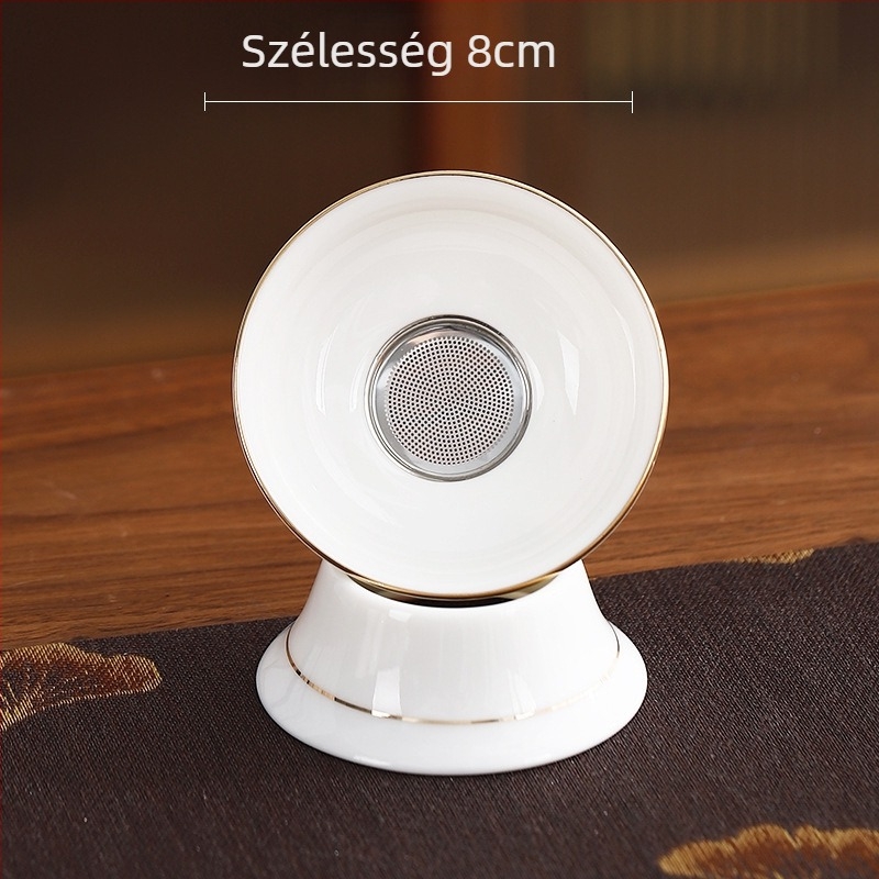 Gongfu teáskészlet fehér porcelánból, kerámia perforált filterrel
