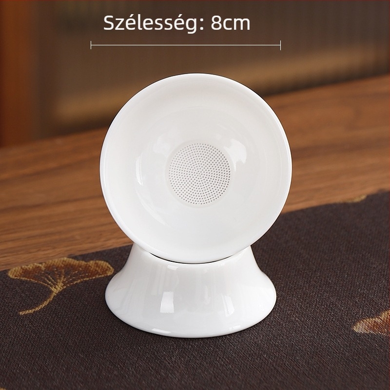 Gongfu teáskészlet fehér porcelánból, kerámia perforált filterrel