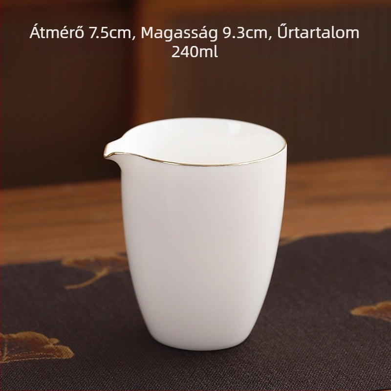 Gongfu teáskészlet fehér porcelánból, kerámia perforált filterrel