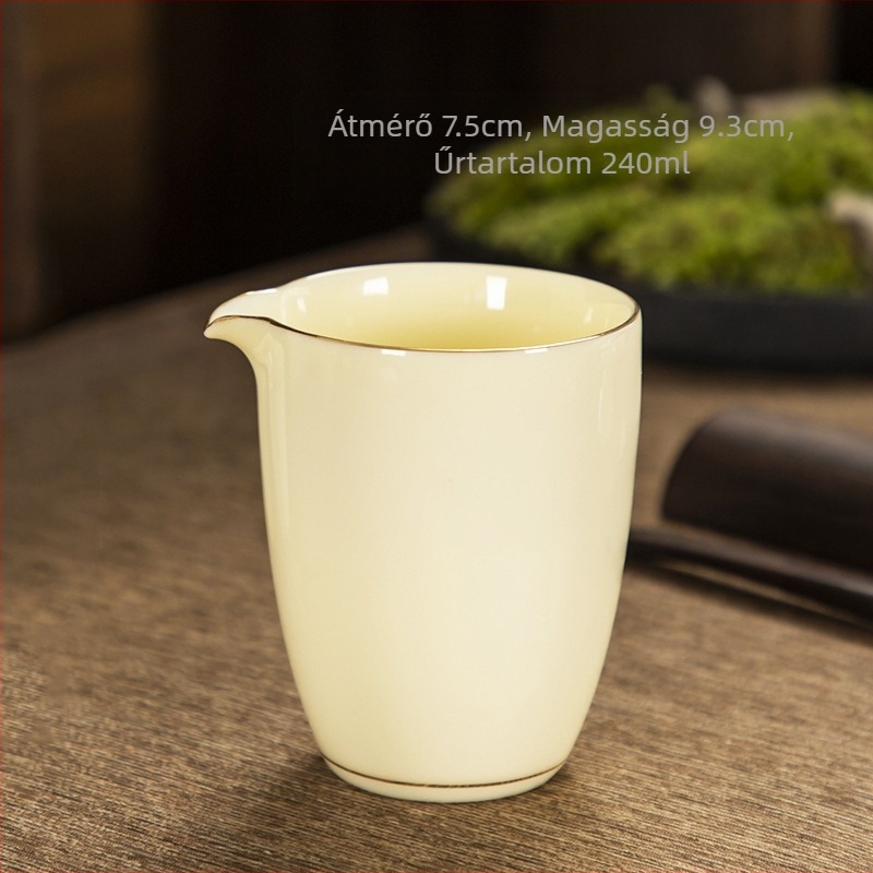 Gongfu teáskészlet fehér porcelánból, kerámia perforált filterrel