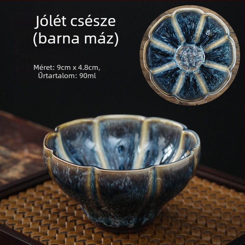 Jianzhan teáscsésze Tianmu mázzal, öt elemű porcelán teáscsésze, egy darab