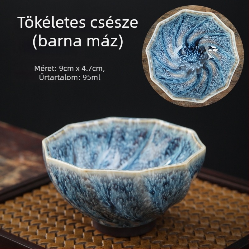Jianzhan teáscsésze Tianmu mázzal, öt elemű porcelán teáscsésze, egy darab
