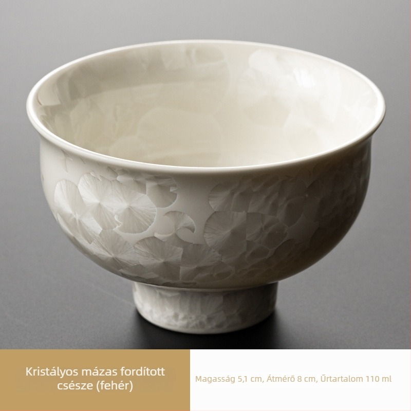 Kristályglazúros Mestercsésze – kerámia Gongfu teáscsésze, háromrészes gaiwan