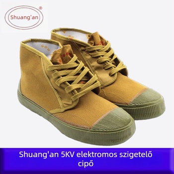 Shuangan márka, 5kV elektromos szigetelő cipő, légáteresztő, kopásálló, magas szárú vászon cipő elektromunkásoknak