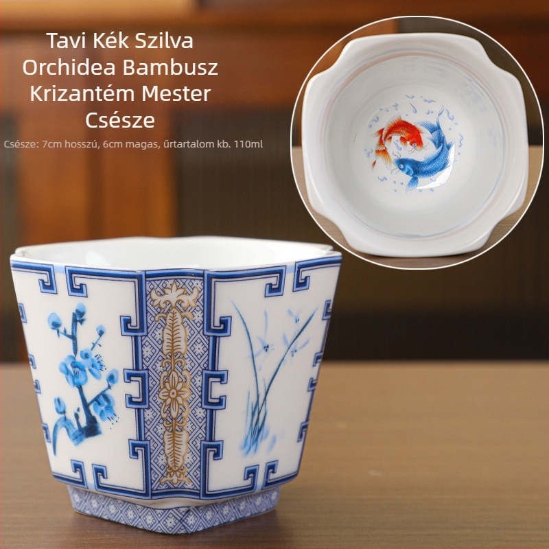 Sárkány és Főnix teáscsészék párban, porcelán ajándékcsomag, egyedi logóval, új kínai stílus