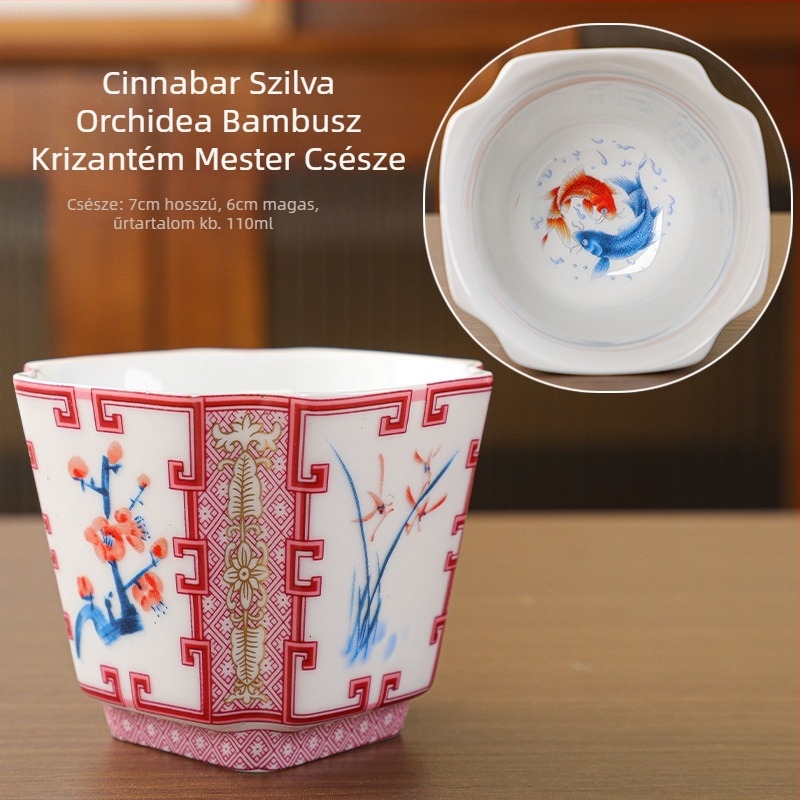 Sárkány és Főnix teáscsészék párban, porcelán ajándékcsomag, egyedi logóval, új kínai stílus