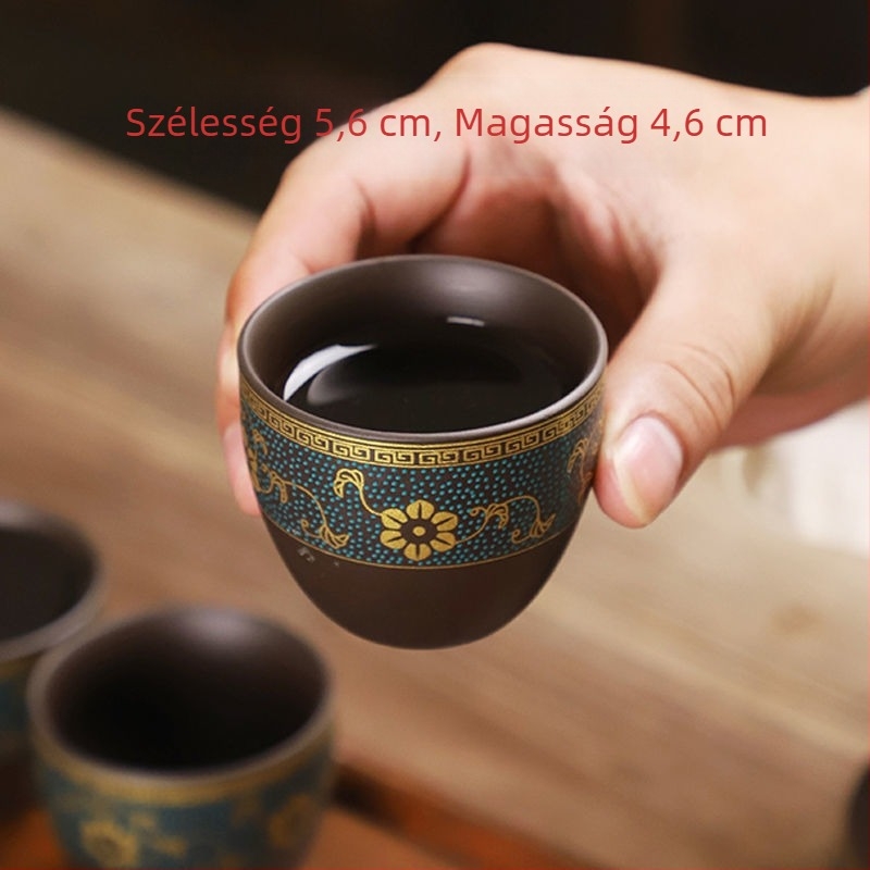 6 darab Jianzhan teáscsésze Tenmoku mázzal, kemencében átalakított teáskészlet, kis kóstolócsészék