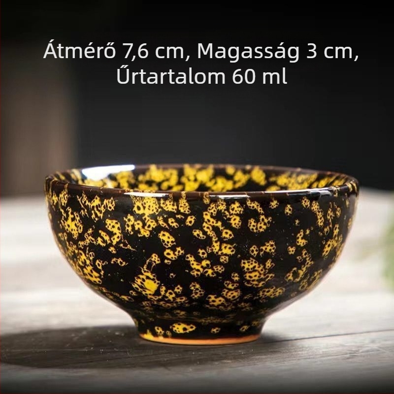 6 darab Jianzhan teáscsésze Tenmoku mázzal, kemencében átalakított teáskészlet, kis kóstolócsészék