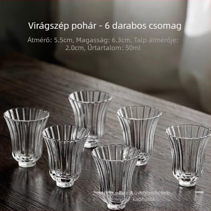 Song-dinasztia ihletésű üveg teáskészlet, hőálló boroszilikát üvegből