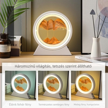 Folyóhomok művészet Bluetooth hangszóróval és asztali lámpával – díszítő homokóra, modern asztali dekoráció, házavató ajándék