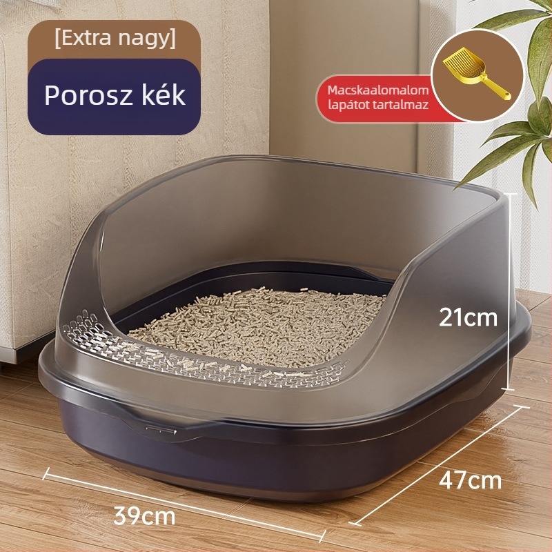 Félig zárt macskaalomtál dezodoráló rendszerrel, tartalmazza a macskahomokot, kiscicáknak