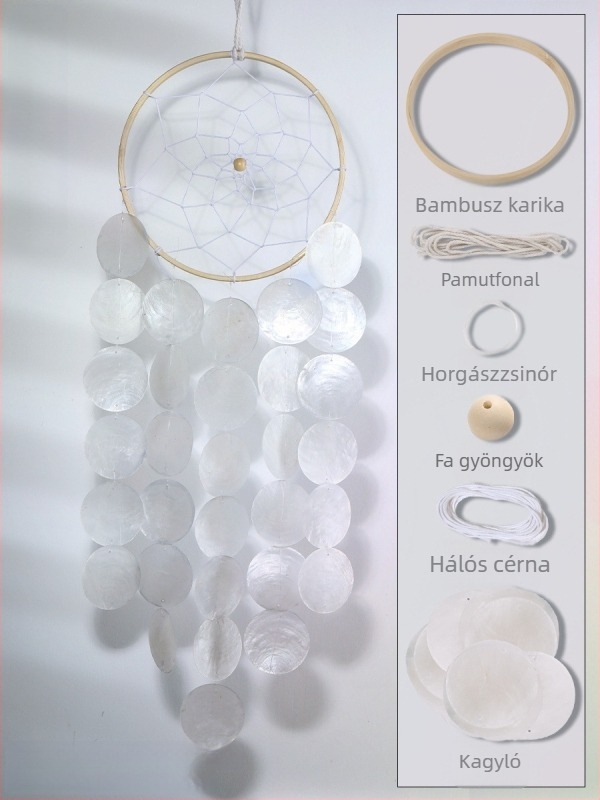 Kagylókból készült DIY készlet szélcsengőhöz – gyerekeknek, kreatív kézműves dekoráció a hálószobába