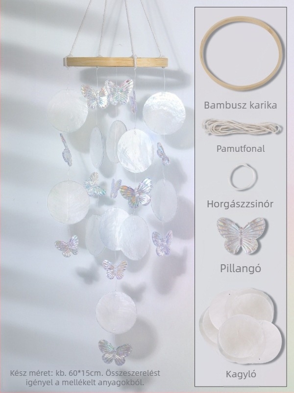 Kagylókból készült DIY készlet szélcsengőhöz – gyerekeknek, kreatív kézműves dekoráció a hálószobába