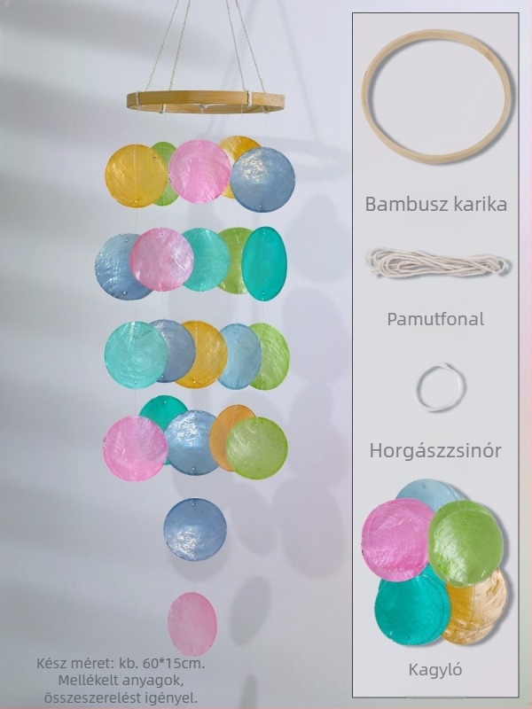 Kagylókból készült DIY készlet szélcsengőhöz – gyerekeknek, kreatív kézműves dekoráció a hálószobába