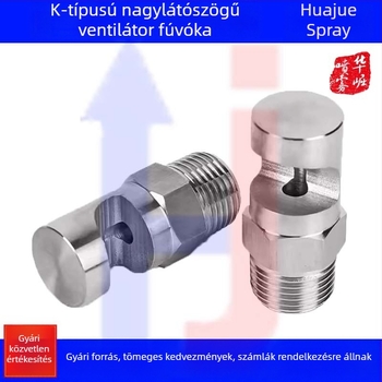 Rozsdamentes acélból készült széles látószögű K-típusú permetezőfej ipari hűtéshez és porcsökkentéshez, külső menettel