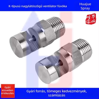 Rozsdamentes acélból készült széles látószögű K-típusú permetezőfej ipari hűtéshez és porcsökkentéshez, külső menettel