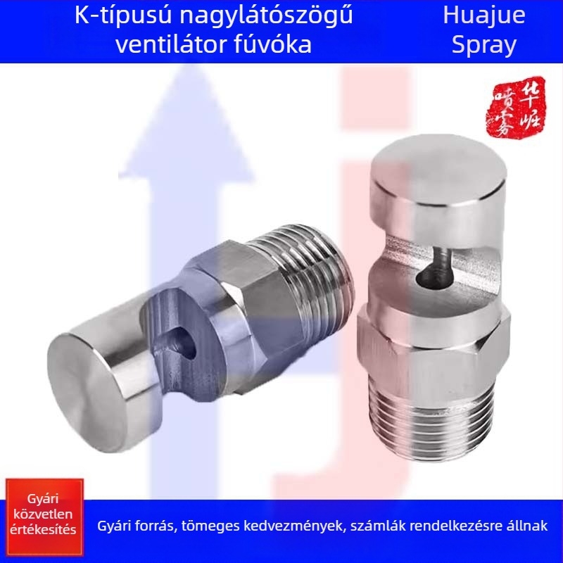 Rozsdamentes acélból készült széles látószögű K-típusú permetezőfej ipari hűtéshez és porcsökkentéshez, külső menettel