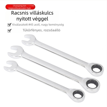 Ipari kategóriás racsnis kulcs nyitott végű, kettős használatú hatszögletű kulcs, autójavító eszköz, magas széntartalmú acél