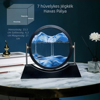 Kör alakú 3D üveg folyékony homok festmény — megfordítható luxus otthoni dekoráció és ajándék