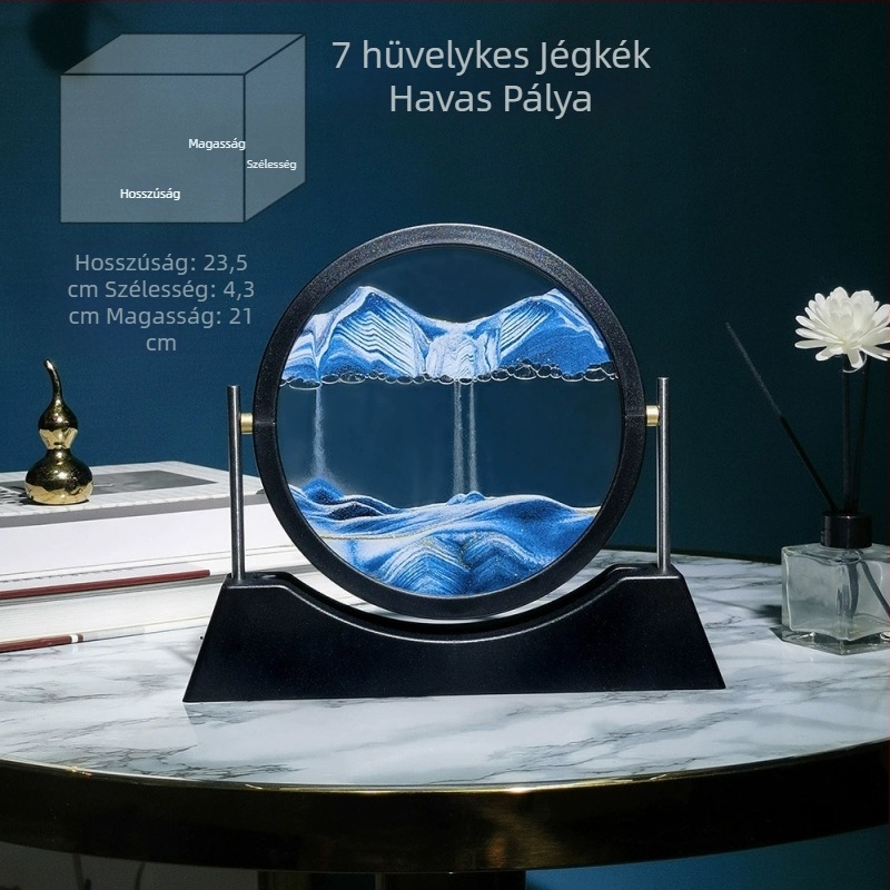 Kör alakú 3D üveg folyékony homok festmény — megfordítható luxus otthoni dekoráció és ajándék