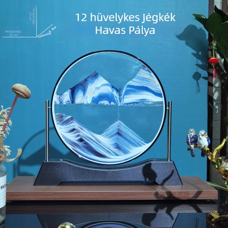 Kör alakú 3D üveg folyékony homok festmény — megfordítható luxus otthoni dekoráció és ajándék