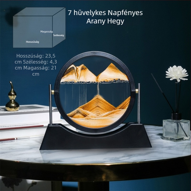 Kör alakú 3D üveg folyékony homok festmény — megfordítható luxus otthoni dekoráció és ajándék