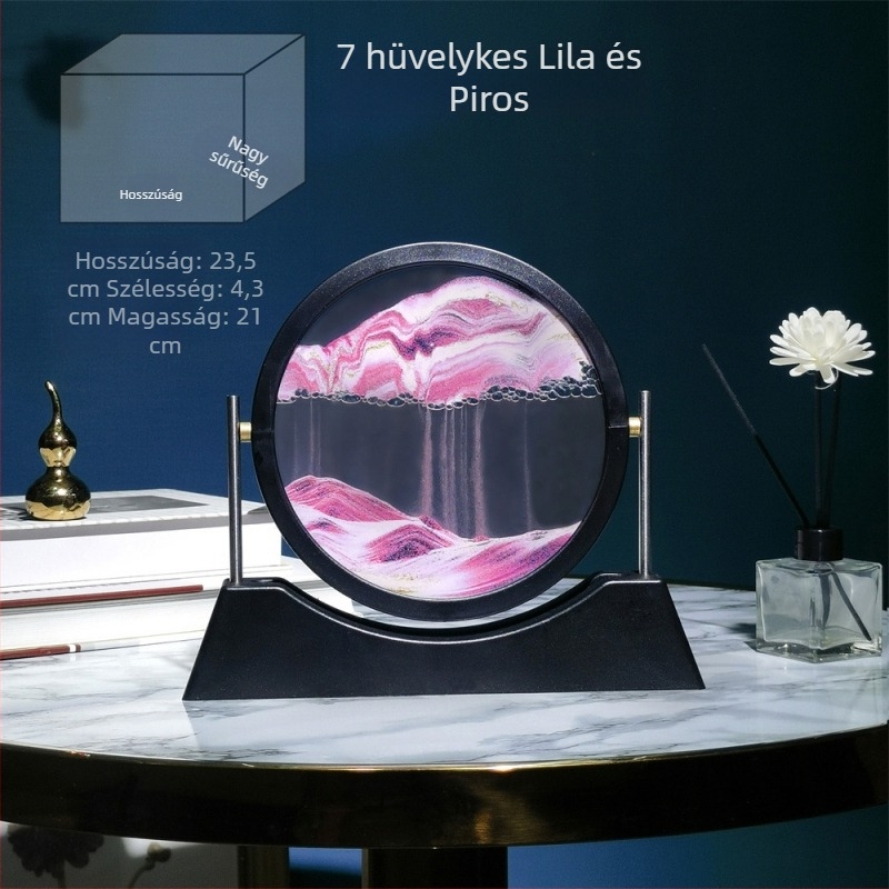 Kör alakú 3D üveg folyékony homok festmény — megfordítható luxus otthoni dekoráció és ajándék