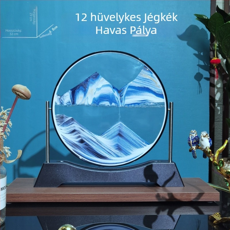Kör alakú 3D üveg folyékony homok festmény — megfordítható luxus otthoni dekoráció és ajándék