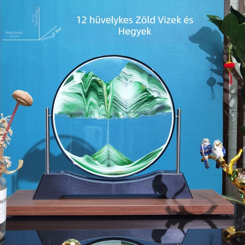 Kör alakú 3D üveg folyékony homok festmény — megfordítható luxus otthoni dekoráció és ajándék