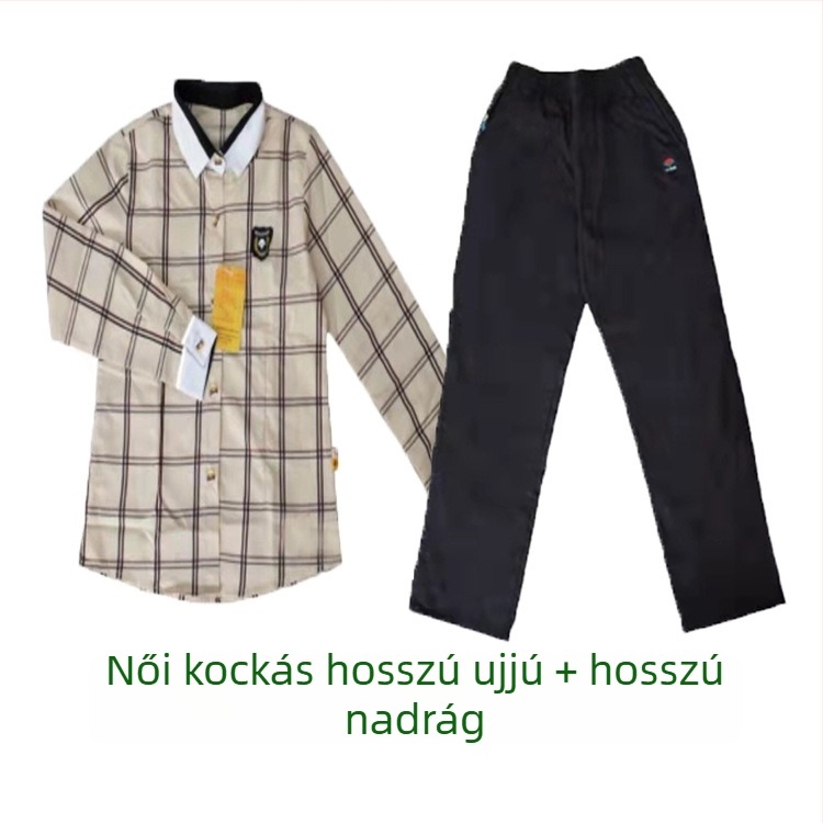 Nanning-i nyári iskolai egyenruha gyerekeknek – kockás rövidujjú készlet