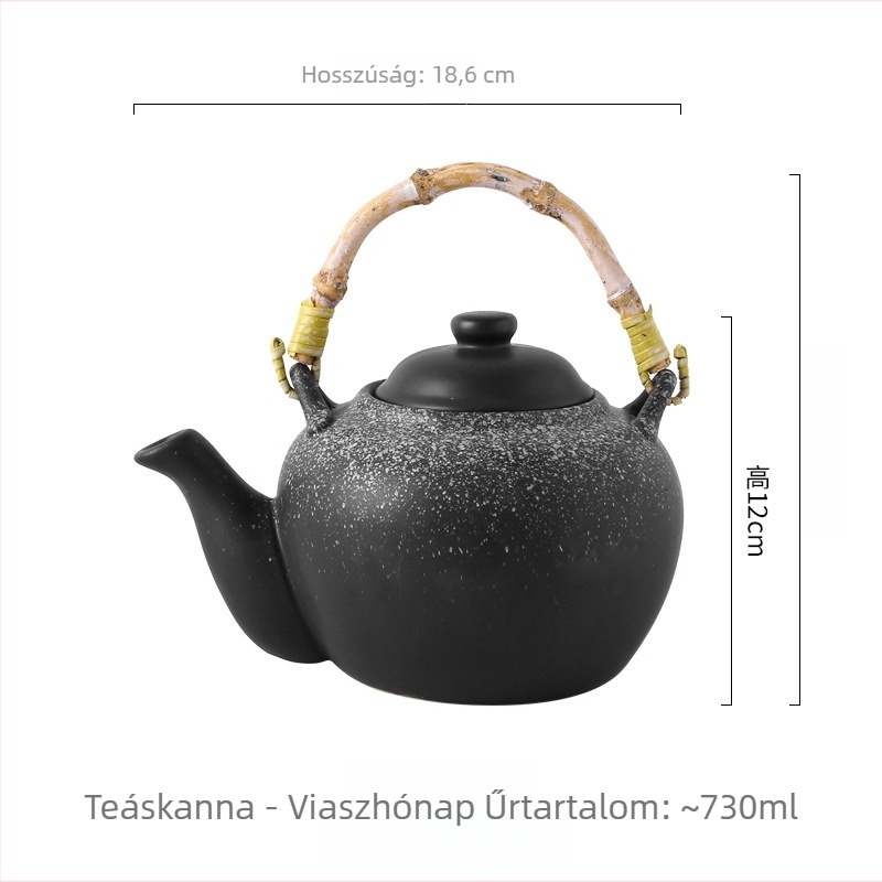 Japán-stílusú kerámia teáskészlet otthoni használatra, Kung Fu teáskészlet, teáskanna fogantyúval, durva kerámia teás készlet, teáskanna és poharak