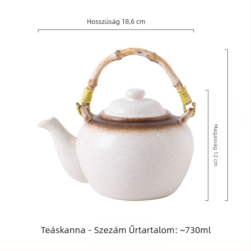Japán-stílusú kerámia teáskészlet otthoni használatra, Kung Fu teáskészlet, teáskanna fogantyúval, durva kerámia teás készlet, teáskanna és poharak