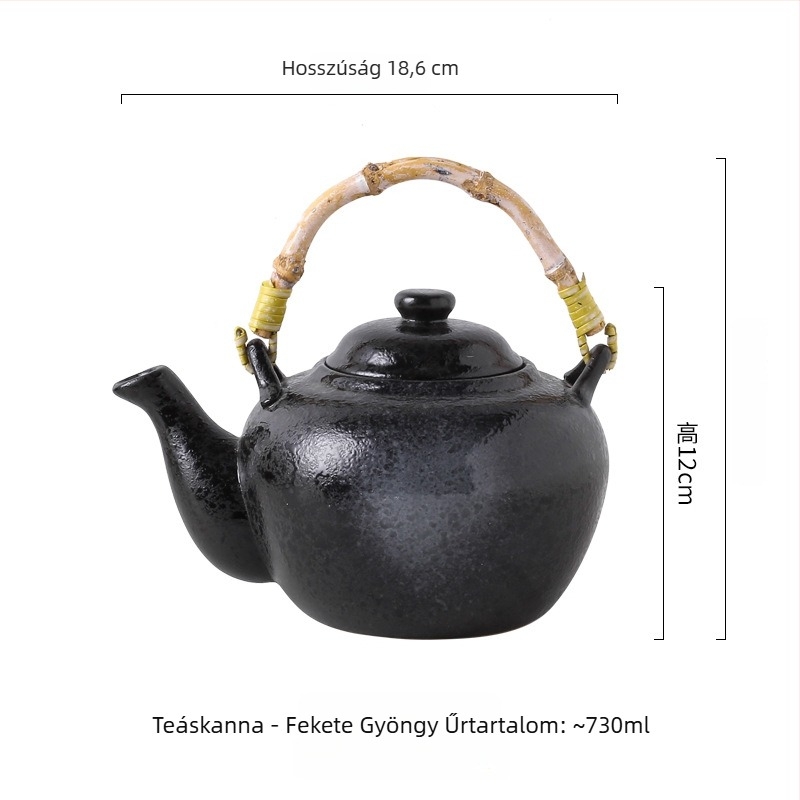 Japán-stílusú kerámia teáskészlet otthoni használatra, Kung Fu teáskészlet, teáskanna fogantyúval, durva kerámia teás készlet, teáskanna és poharak