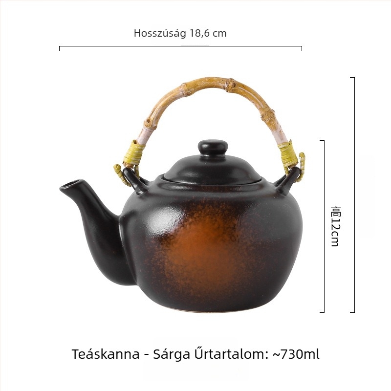 Japán-stílusú kerámia teáskészlet otthoni használatra, Kung Fu teáskészlet, teáskanna fogantyúval, durva kerámia teás készlet, teáskanna és poharak