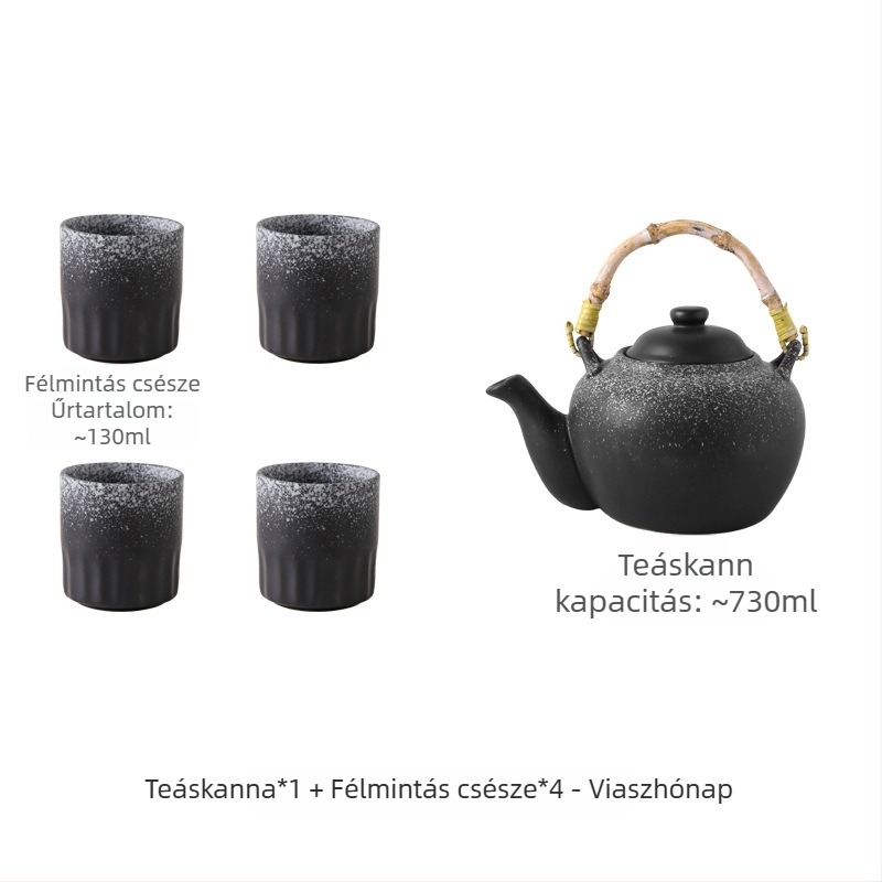 Japán-stílusú kerámia teáskészlet otthoni használatra, Kung Fu teáskészlet, teáskanna fogantyúval, durva kerámia teás készlet, teáskanna és poharak