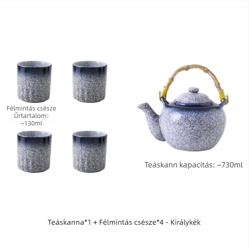 Japán-stílusú kerámia teáskészlet otthoni használatra, Kung Fu teáskészlet, teáskanna fogantyúval, durva kerámia teás készlet, teáskanna és poharak