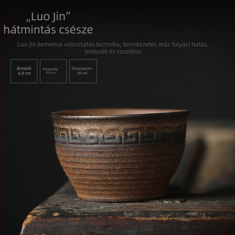 Durva agyagból készült teáscsésze, kerámia teáscsésze, japán stílusú kung-fu teáskészlet, egyes teáscsésze, kis teáscsésze, meistrcsésze arannyal