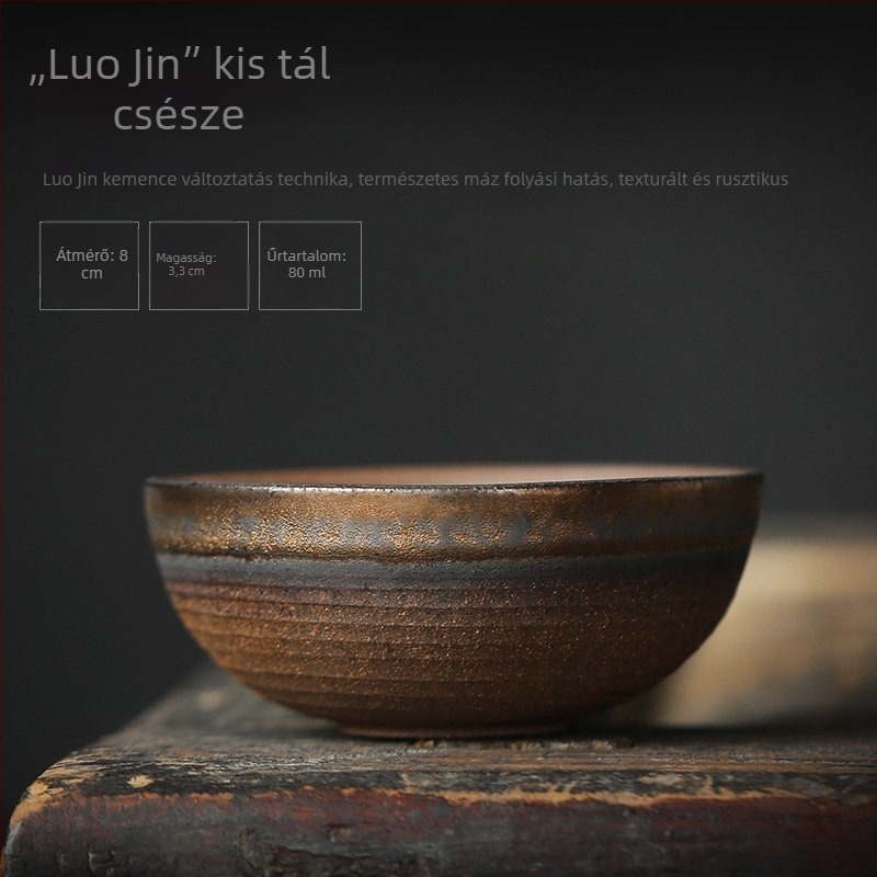 Durva agyagból készült teáscsésze, kerámia teáscsésze, japán stílusú kung-fu teáskészlet, egyes teáscsésze, kis teáscsésze, meistrcsésze arannyal
