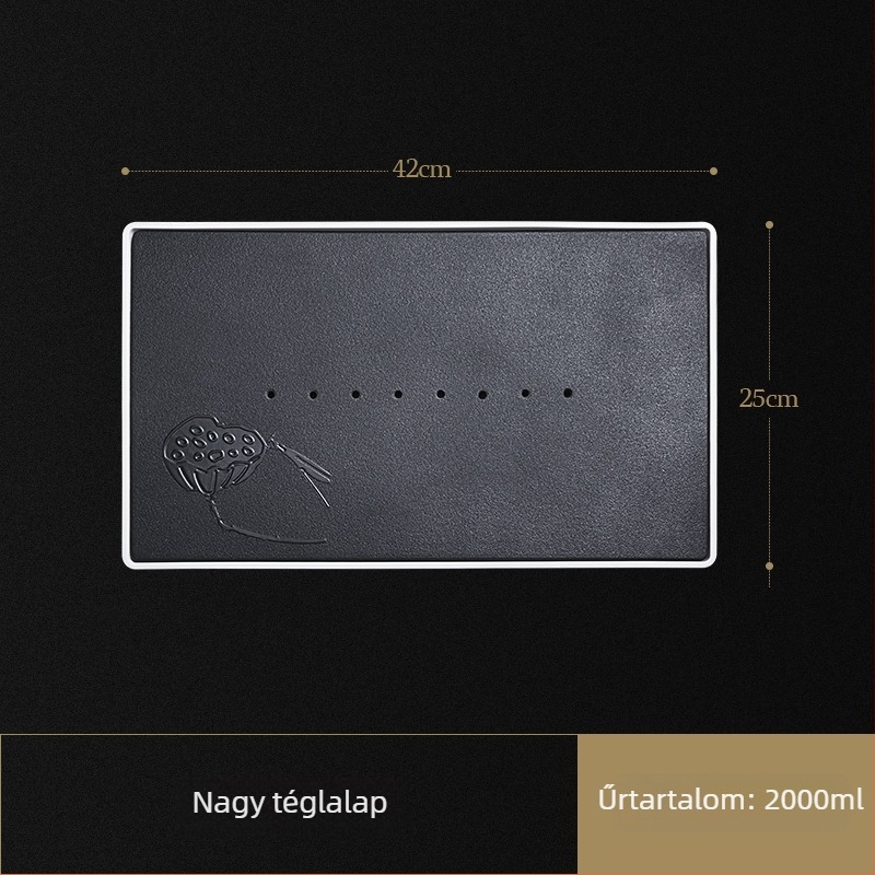Kör alakú teás tálca melamin-bambusz kombinációból, víztartállyal Gongfu teás készlethez