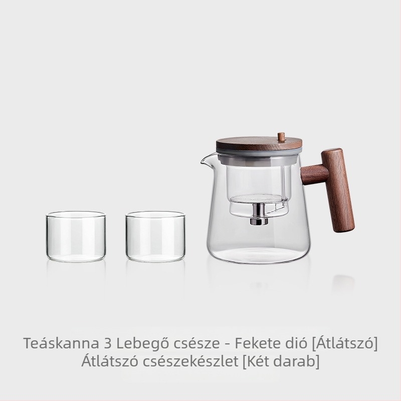 Wood Sheng Plaything teáscsésze és teáskanna vízszétválasztó rendszerrel, hőálló üveg, 550-700 ml, irodai használatra