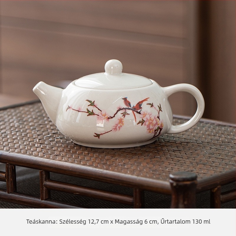 Kerámia teáskanna szűrővel, kézzel készített, szürke‑fehér porcelán, több méretben otthoni tea készítéséhez