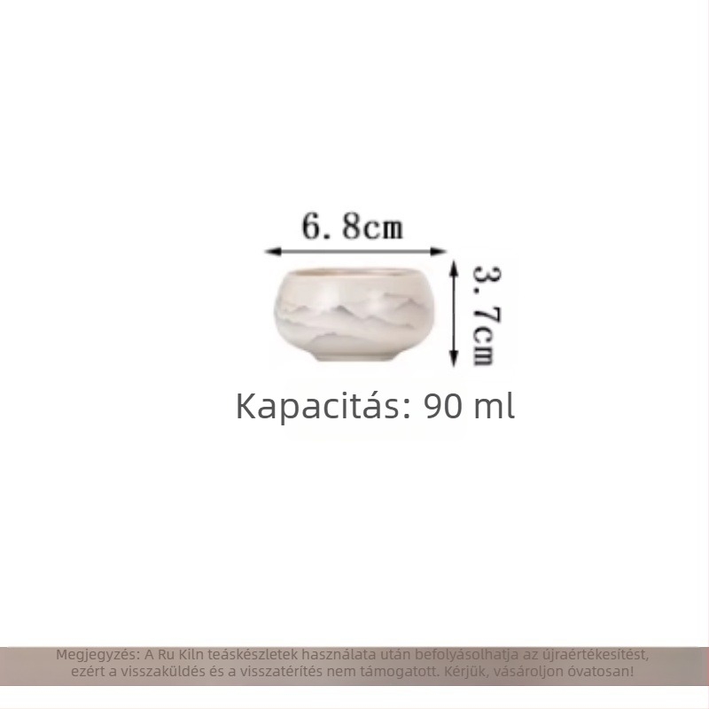 Kerámiából készült teáskanna hegyek és víz motívummal, teáskészlet teáscsészékkel és teás tálkával, modern minimalist stílus luxussal