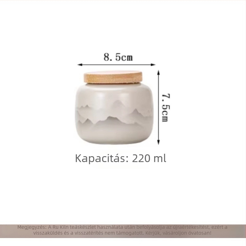 Kerámiából készült teáskanna hegyek és víz motívummal, teáskészlet teáscsészékkel és teás tálkával, modern minimalist stílus luxussal