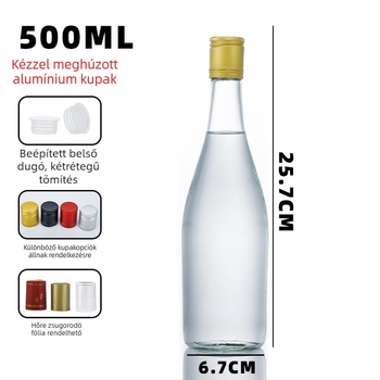 500 ml üres üveg házi pálinkához – italokhoz tervezett üveg klasszikus szájjal