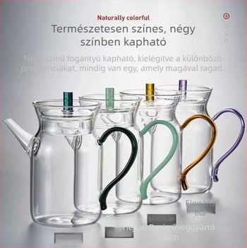Szung-dinasztia stílusú üveg teáskanna, zöld tea készítéséhez, hőálló