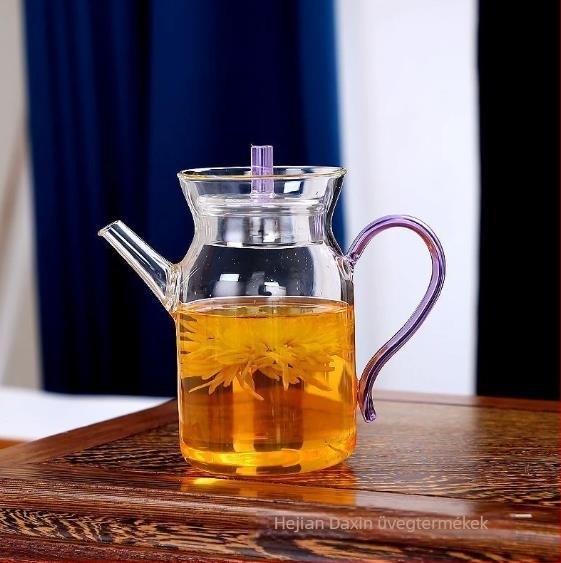 Szung-dinasztia stílusú üveg teáskanna, zöld tea készítéséhez, hőálló