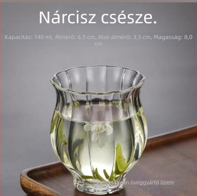Szung-dinasztia stílusú üveg teáskanna, zöld tea készítéséhez, hőálló