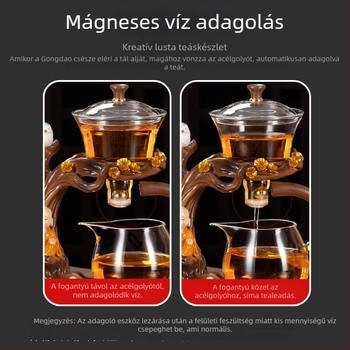 Teáskészlet 2024: üveg mágneses teáskészlet, teakeverő eszköz, teáscsészék és tálca, tea-víz elválasztó rendszer, hordozható kung fu teáskészlet