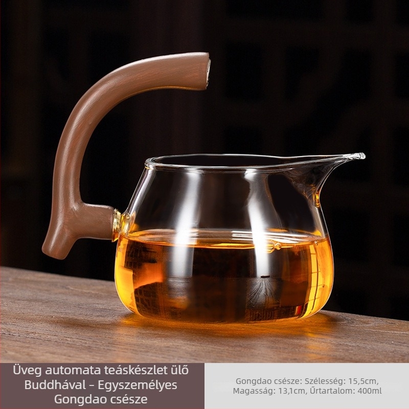 Teáskészlet 2024: üveg mágneses teáskészlet, teakeverő eszköz, teáscsészék és tálca, tea-víz elválasztó rendszer, hordozható kung fu teáskészlet