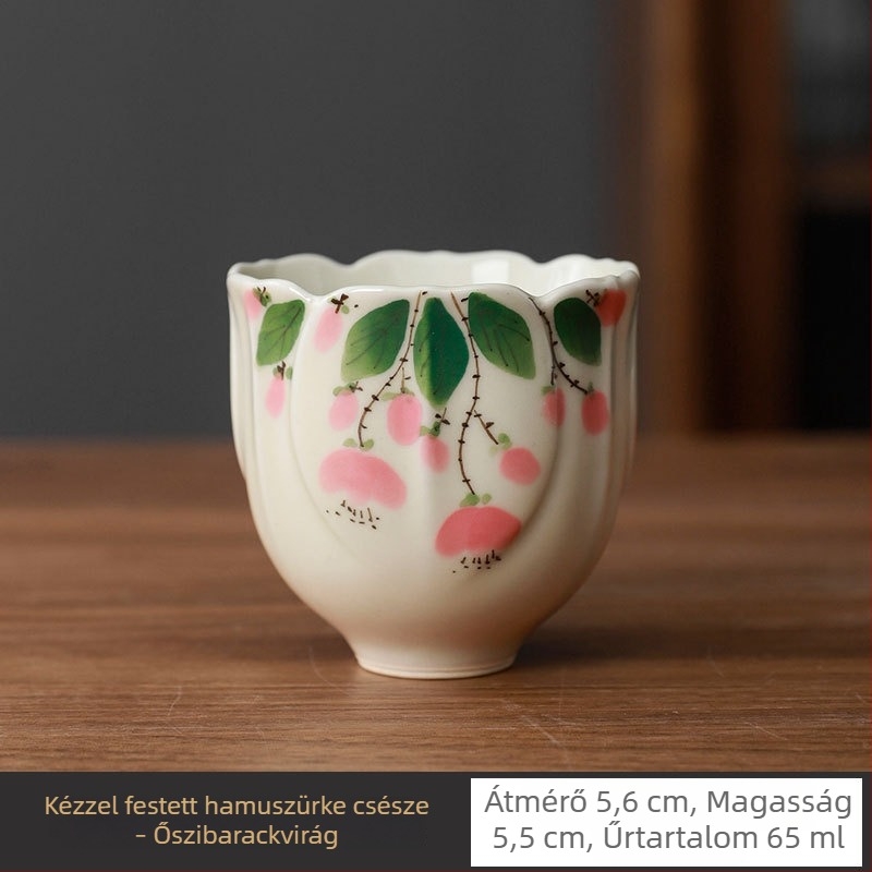 Kézzel festett kerámia teáscsésze aláglazúros színnel, retro stílus, kis kapacitású, személyes használatra